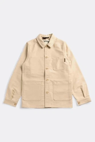Le Laboureur French Chore Work Moleskin Jacket Size Medium Ecru Made in France video thumbnail