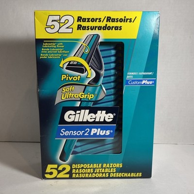 Gillette Sensor 2 Plus Disposable Razors Twin Blade Box of 52 Pieces Brand New