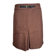 Ann Taylor Loft Petites 8P Houndstooth Wool Blend Skirt Black Buckle