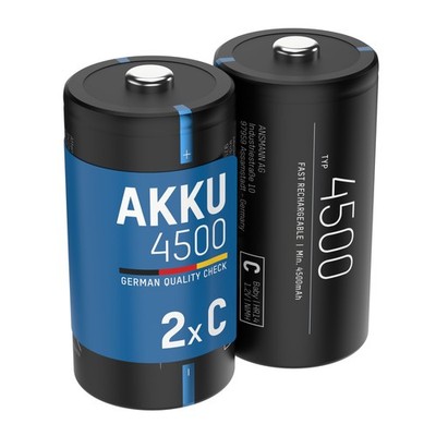 ANSMANN Akku Baby C 4500mAh NiMH 1,2V - Batterien wiederaufladbar (2 Stück)