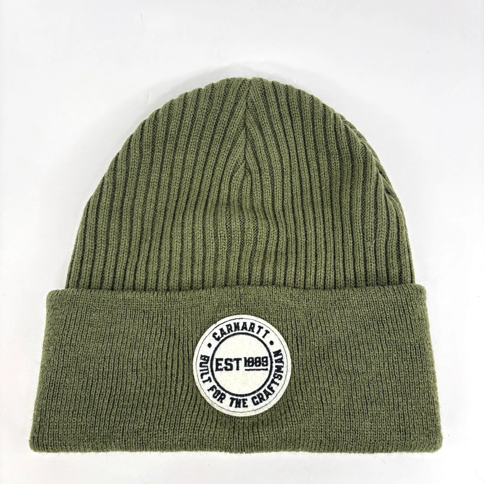 Carhartt Knit Cuffed Craftsman Patch Beanie 104878 Moss Green One Size Good Cond