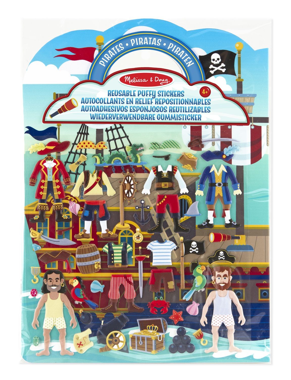 Melissa & Doug Pirate Puffy Sticker Activity Board 51 Stickers NEW