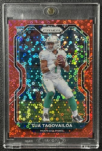 TUA TAGOVAILOA 2020 PANINI PRIZM #339 ROOKIE RC NO HUDDLE RED 4/50 DOLPHINS