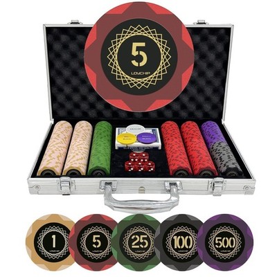 Casino-Grade Clay Poker Chip Set, 300pcs 14g Numbered Clay Chips with Aluminu...