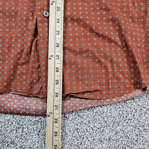 Alan Flusser Shirt Mens Large Burnt Orange Geometric AOP Long Sleeve Pocket - Picture 8 of 9