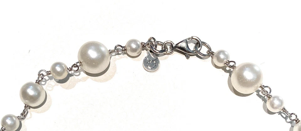 Collana Rosario Perle di Maiorca Argento 925 Rodio Bianco Elegante diWa Jewels - Immagine 3 di 4