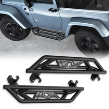 For 2007-2018 Jeep Wrangler JK 2 Door Black Steel Running Boards Drop Side Steps