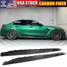 For BMW G80 M3 2021UP REAL Carbon Fiber Side Skirt Extension Lip Spoiler Factory