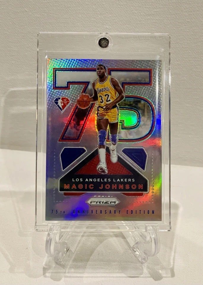 Magic Johnson 2021-22 Prizm NBA 75th Anniversary Logo Silver Prizm #15 - Image 4 of 4
