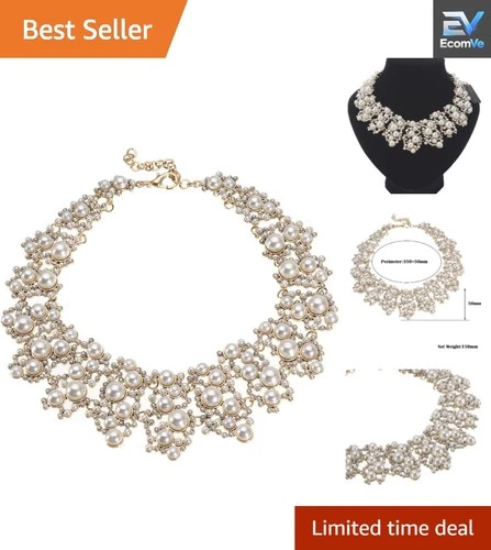 Lightweight Vintage Crystal and Pearl Statement Necklace for Special Occasions - product listing photo