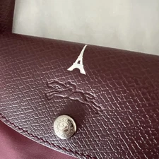 Longchamp Le Pliage EMBOSSED Eiffel Tower Burgundy Pomegranate Medium NEW