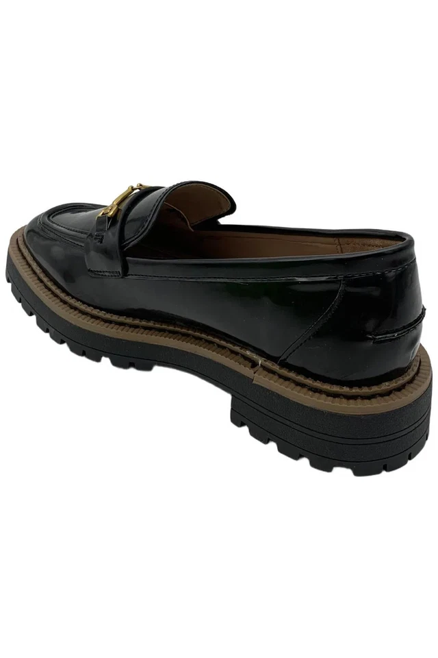 Sam Edelman 学步儿童女孩 Laurs 皮革钻头乐福鞋黑色 — 第 3/3 张图片