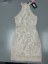 Ladies Pretty Little Thing Dress Size 8 Cream Brand New