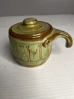 Vintage Frankoma Pottery 97U Prairie Green Set Ramekin with Lid and Handle.
