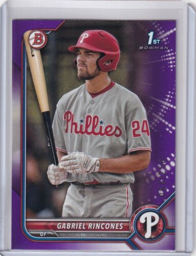 2022 BOWMAN PURPLE /250 1ST RC GABRIEL RINCONES PHILADELPHIA PHILLIES MLB J-2004