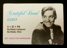 Grateful Dead Backstage Pass Ohio Richfield OH 3/21/94 3/21/1994 Clark Gable