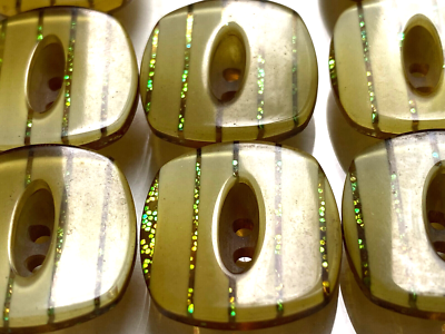 Lot De 11 Boutons Vintage Carrés Vert Anis à Paillettes - 17,5 Mm - Pour Customisation