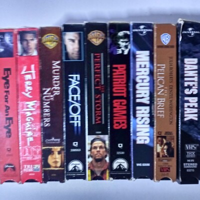 Lot of 9 VHS Tapes -Mercury Rising, Perfect Storm,Jerry Maguire,Patriot Games