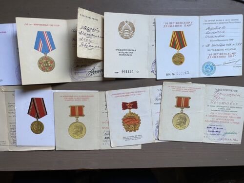 Lot Of 10 Old USSR Russia Moldova Certificates Of Medal Military WWII War - Picture 1 of 2