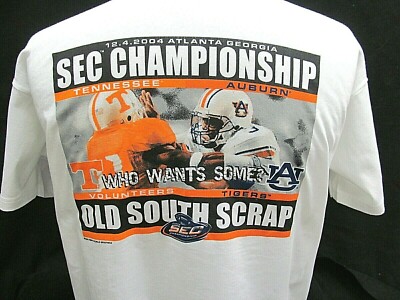 SEC CHAMPIONSHIP TENN vs AUBURN Dec 4, 2004 OLD SOUTH SCRAP ~T-Shirt Size M~NWT