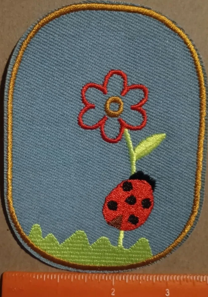 Ladybug with Flower embroidered Iron on patch - Image 2 of 2