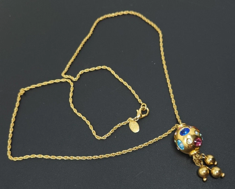 Collar Vintage Alta Costura Joan Rivers Estrás Tono Dorado 22" Foto 2 de 4