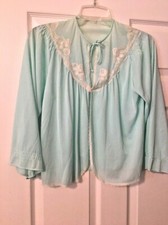 Vintage Kayser Aqua Bed Jacket Size Small Ties at the Neck Polyester USA