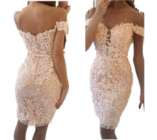 Women Bridesmaid Ball Prom Gown Formal Evening Party Cocktail Dress Lace Dress