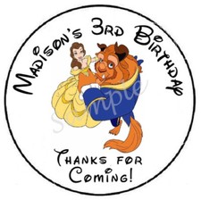 PRINCESS PERSONALIZED CUSTOM THANK YOU SEALS LABELS STICKERS PARTY FAVORS