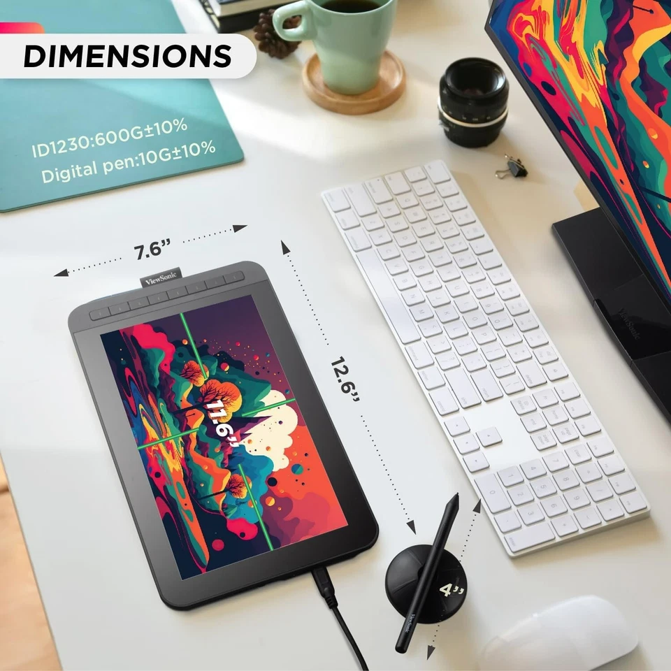 ViewSonic ID1230 Drawing Tablet Full HD 12" Display Screen Mac Windows BoxDD - Image 3 of 4