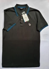 New Paul Smith Polo Shirt Zebra Logo Size S Black