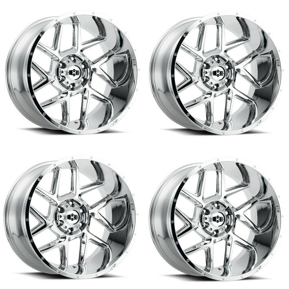 Image of Set 4 22" Vision Off-Road 360 Sliver Chrome Wheels 22x12 6x5.5 Truck Rims -57mm