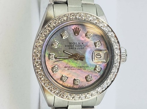 Rolex Ladies Date Datejust Oyster Stainless Steel Diamond Dial Bezel Watch - Picture 2 of 7