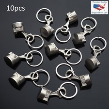 10 PCS Piston Keychain Connecting Rod Car Metal 3D Keyring Key Chain Big - Matte