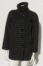 Oasis Women’s Black Gray Plaid Soft Wool Mohair Mid-length Coat Jacket Sz Us Xs