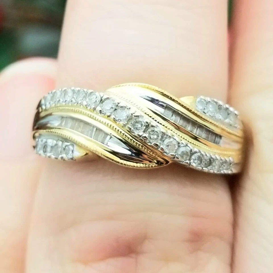 14K Round and Baguette Diamond "Forever" Anniversary Band-Yellow Gold-Engraved - Image 2 of 4