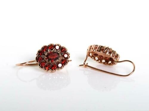 2Ct Oval Cut Lab Created Garnet Earrings 14K Rose Gold Fn Drop & Dangle Earrings - Picture 2 of 4