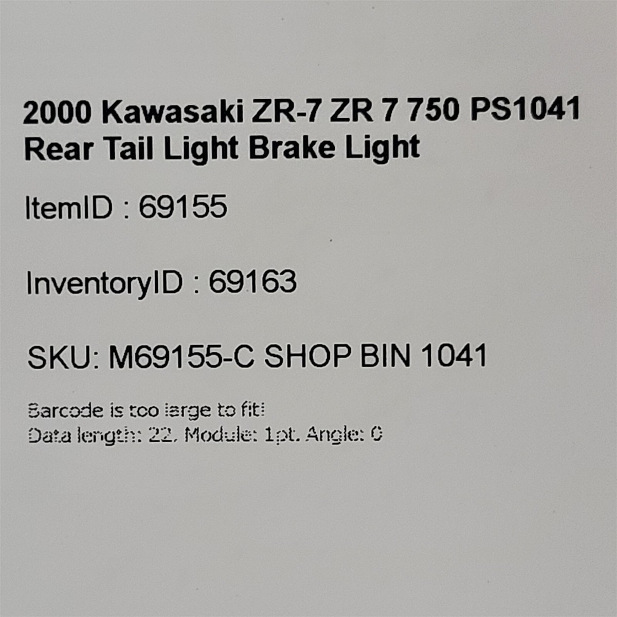 T-プレート 2000 Kawasaki ZR-7 ZR750 Rear Tail Light Brake Light PS1041