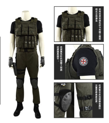 Resident Evil 3 Remake Carlos Oliveira Uniform Cosplay Costume Halloween Vest
