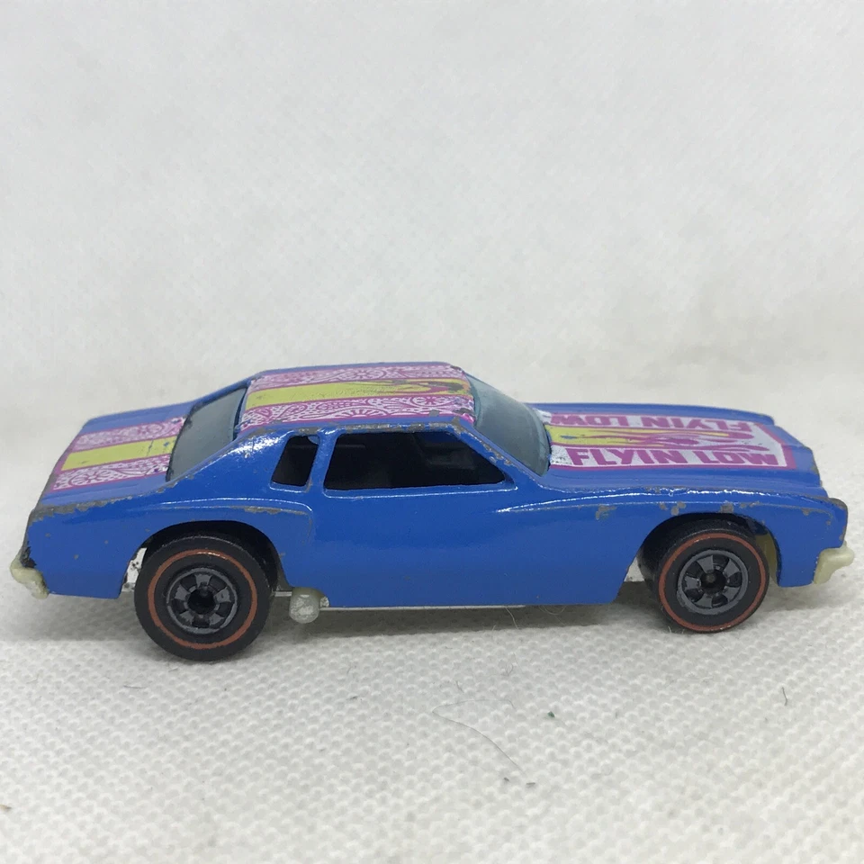 Hot Wheels Redline Monte Carlo Lowdown Flyin Low Car 1974 Blue Made In Hong Kong - Image 4 of 4