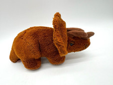 Dakin Dinosaur Triceratops Bean Bag Plush Stuffed Animal 8" Toy Brown Dino Horns
