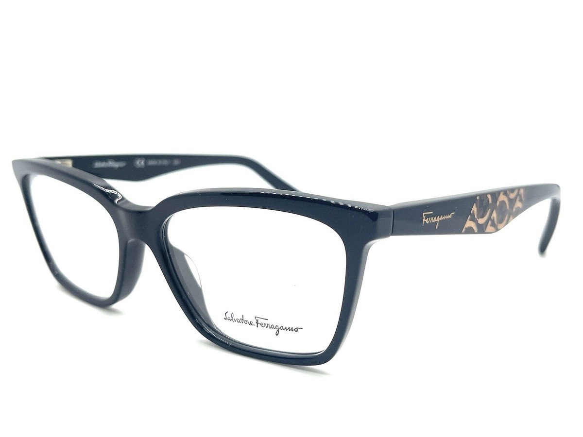 メガネ Ferragamo Eyeglasses SF2904 001 Black Frame with Logo Ferragamo Salvatore Ferragamo Demo Square Ladies Eyeglasses