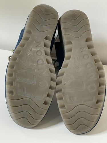 FLY LONDON GHILLIE WEDGES Azul Gamuza Cuero EU 39 US 8.5 Hasta el Tobillo Gladiador - Imagen 9 de 13