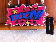 NWT Dolce & Gabbana leatherMarvel graphic Boom party clutch evening shoulder bag