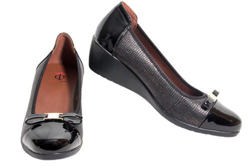 Women' s Slip On Orthopedic Shoe Low Wedge Bow Round Toe Comfort Dress Shoes