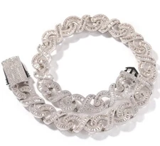 NEW Iced Miami Cuban Choker Chain Necklace White Gold 15MM Necklace Bracelet