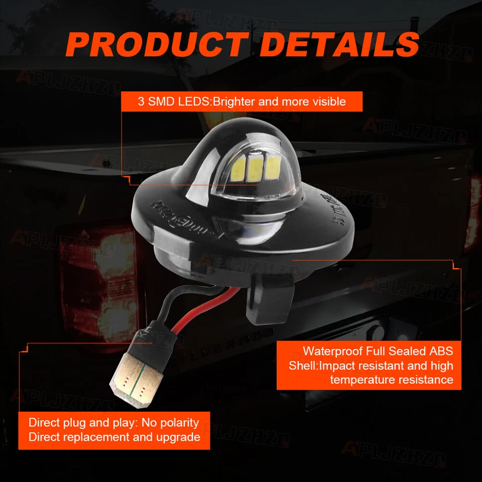 2 PCS LED License Plate Light Assembly LED Bulbs For Ford Explorer Sport Trac - Image 4 of 4