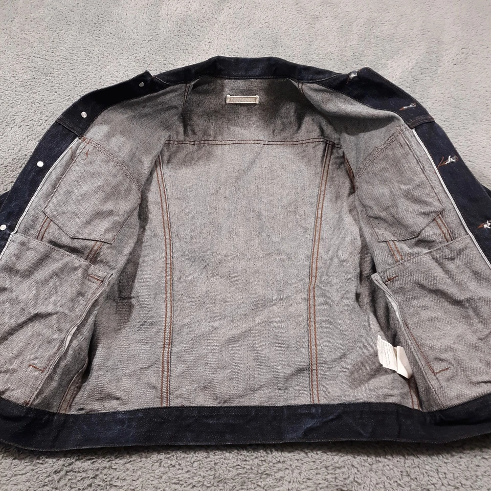 Chaqueta de mezclilla con ribete The Unbranded Brand UB901 para hombre talla pequeña peso pesado Foto 4 de 4