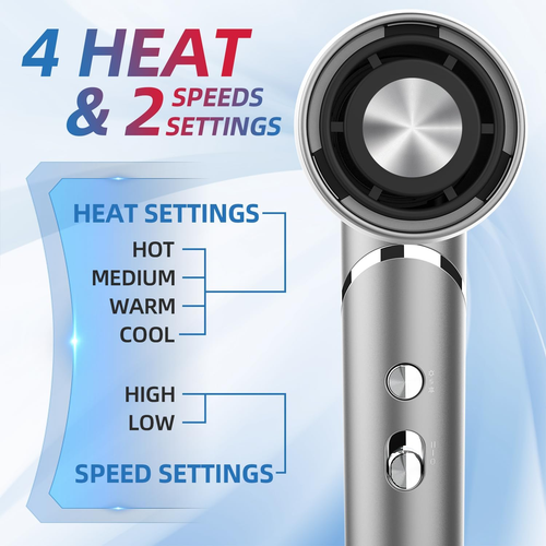 Travel Hair Dryer, Professional Hair Dryer with Diffuser, Foldable Blow Dryer wi - Picture 6 of 9