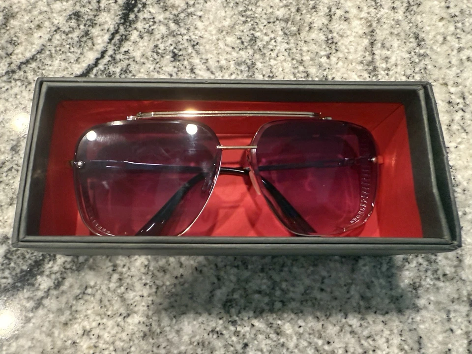 Aviator Sunglasses with Gradient Blue Lenses + Case & Cloth – Unisex - Image 2 of 4